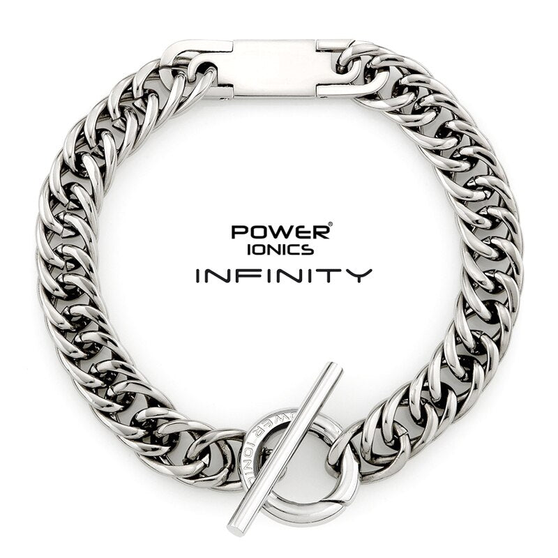 Power Ionics INFINITY New Trendy 99.999% Titanium Germanium Cuban Chain Men Women Fashion Jewelry Health Bracelet Free Engrave