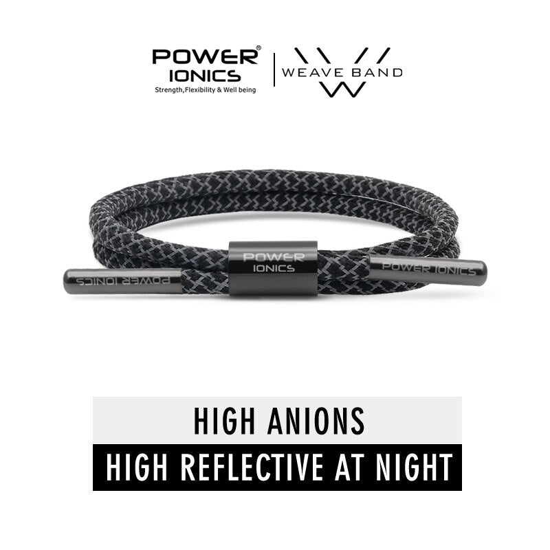 New Power Ionics Reflective Braided Rope Titanium Germanium Wristband Bracelet Balance Energy Body Free Engrave Gift