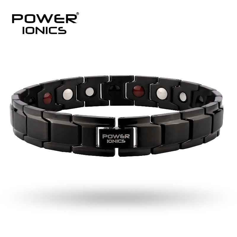 Power Ionics Titanium Magnetic Therapy Bracelet for Men & Women - 4in1 Germanium Anion FIR Charm Jewelry Gift with Tool