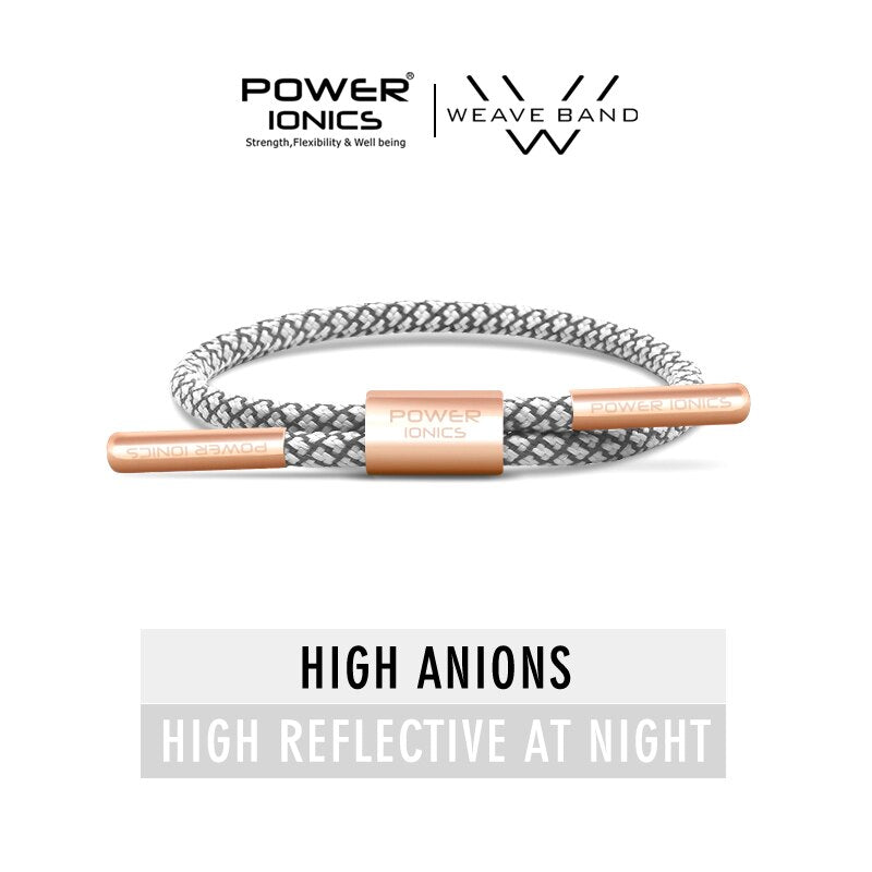 New Power Ionics Reflective Braided Rope Titanium Germanium Wristband Bracelet Balance Energy Body Free Engrave Gift