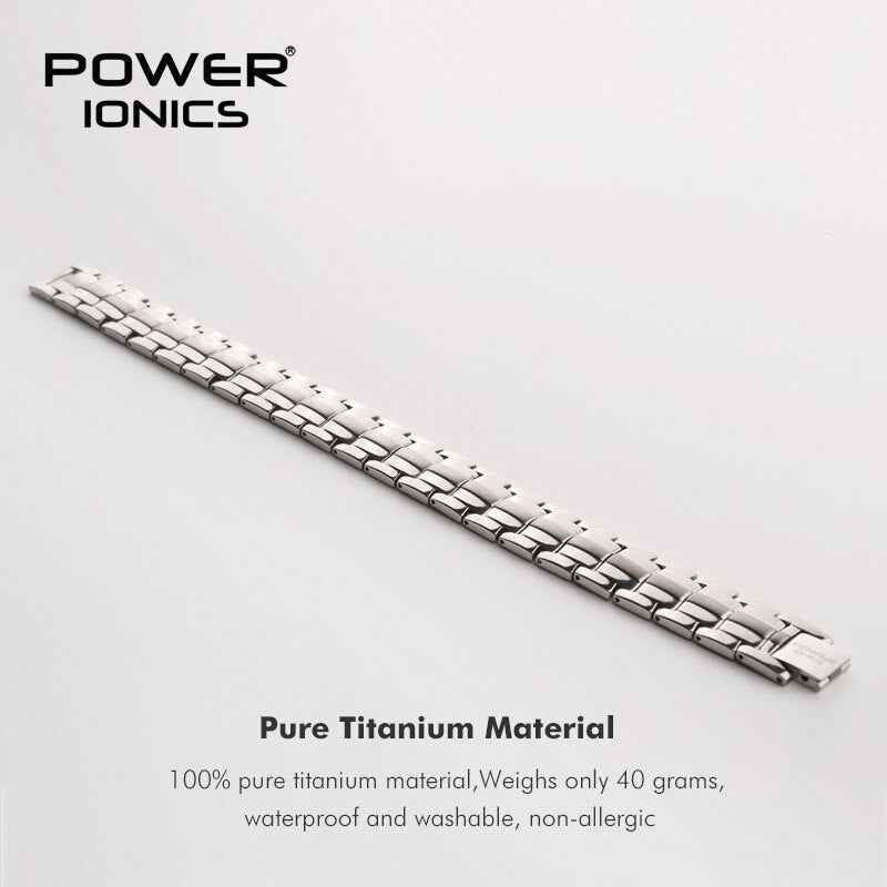 Power Ionics 4in1 Titanium Magnetic Bracelet for Men - 100% Titanium, Big Anion FIR, Germanium Balls, Blood Pressure Accessory, Jewelry Gift