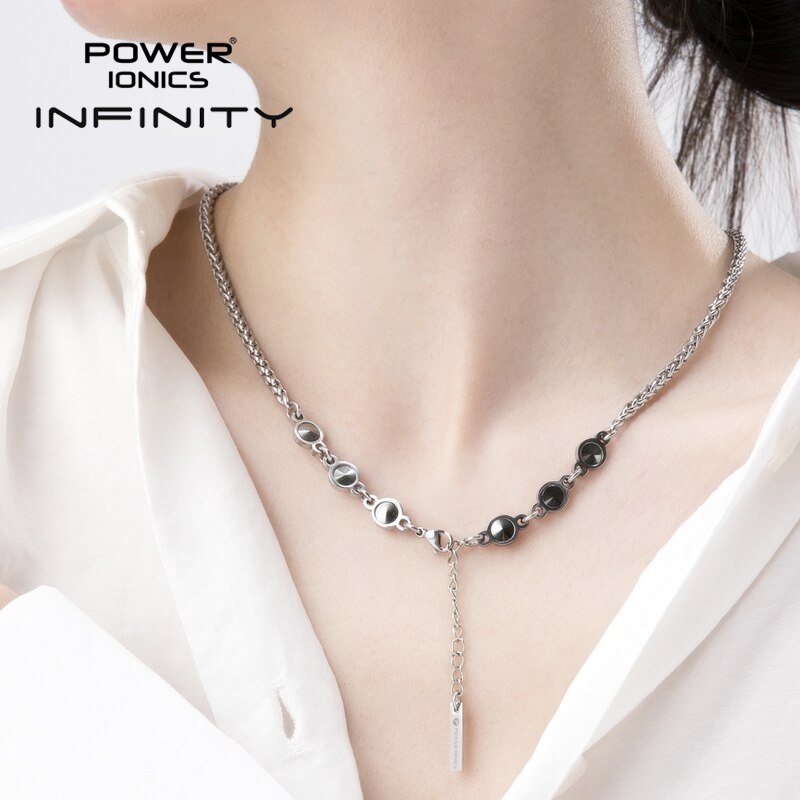 Power Ionics INFINITY Series New Trendy Fashion Jewelry Women Germanium 3mm Chain Necklace Free Engraved Gifts