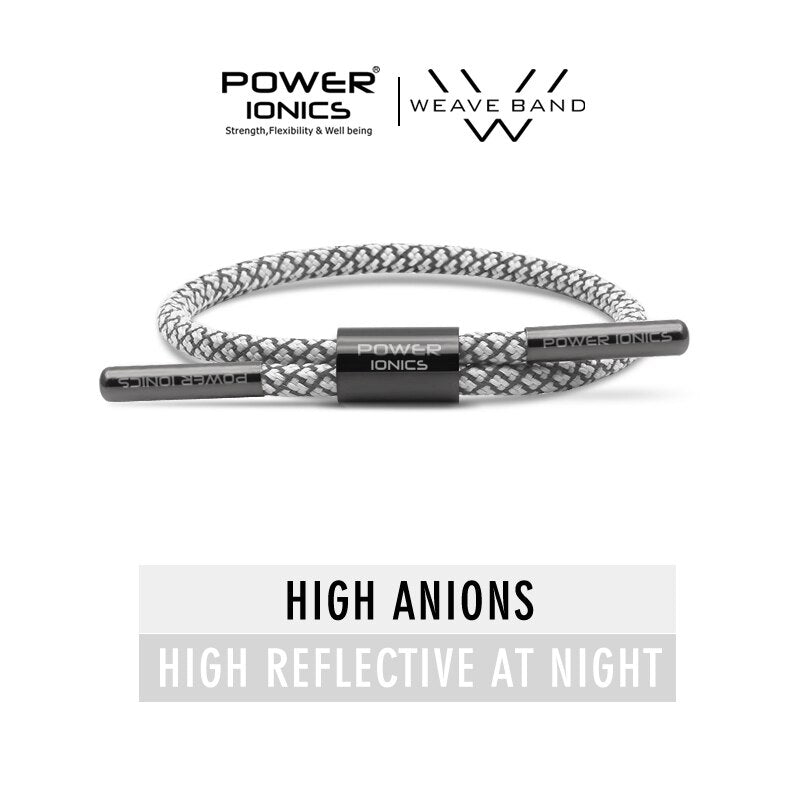 New Power Ionics Reflective Braided Rope Titanium Germanium Wristband Bracelet Balance Energy Body Free Engrave Gift