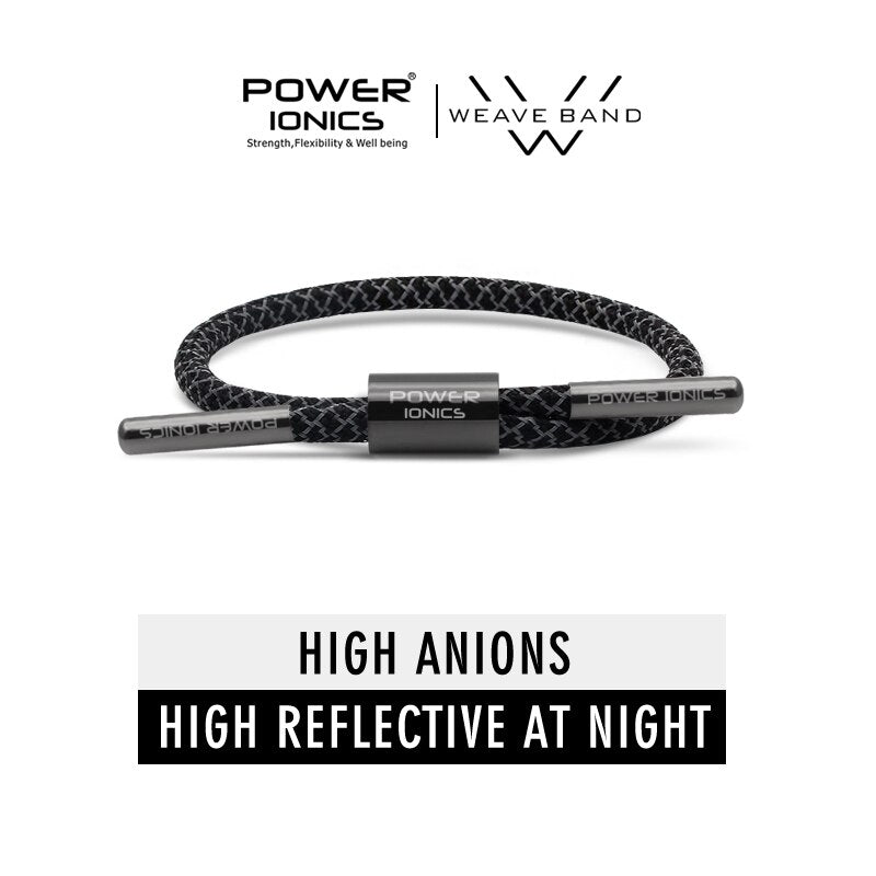 New Power Ionics Reflective Braided Rope Titanium Germanium Wristband Bracelet Balance Energy Body Free Engrave Gift