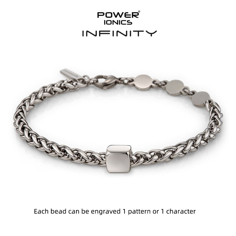 Power Ionics INFINITY Series New Trendy Cuban Chain 5mm Men Women Fashion Jewelry Health Germanium Bracelet Free Engraved Gifts