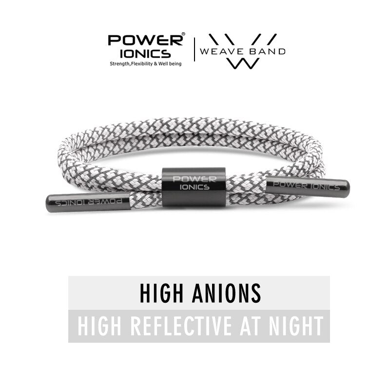 New Power Ionics Reflective Braided Rope Titanium Germanium Wristband Bracelet Balance Energy Body Free Engrave Gift