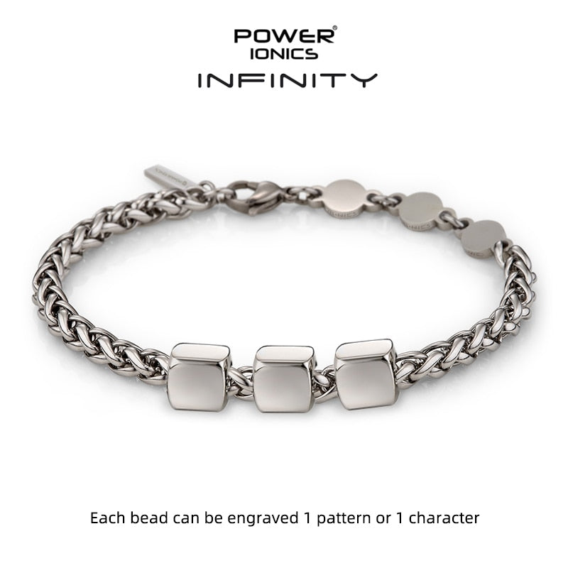 Power Ionics INFINITY Series New Trendy Cuban Chain 5mm Men Women Fashion Jewelry Health Germanium Bracelet Free Engraved Gifts