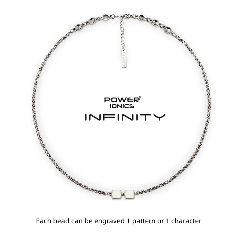 Power Ionics INFINITY Series New Trendy Fashion Jewelry Women Germanium 3mm Chain Necklace Free Engraved Gifts