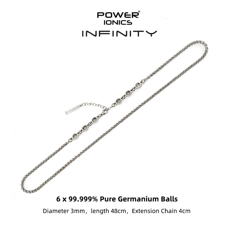 Power Ionics INFINITY Series New Trendy Fashion Jewelry Women Germanium 3mm Chain Necklace Free Engraved Gifts