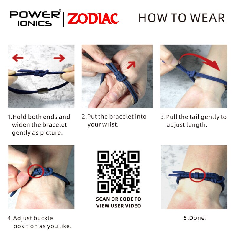 Power Ionics 12 Zodiac Waterproof Anions Sports Fashion Bracelet