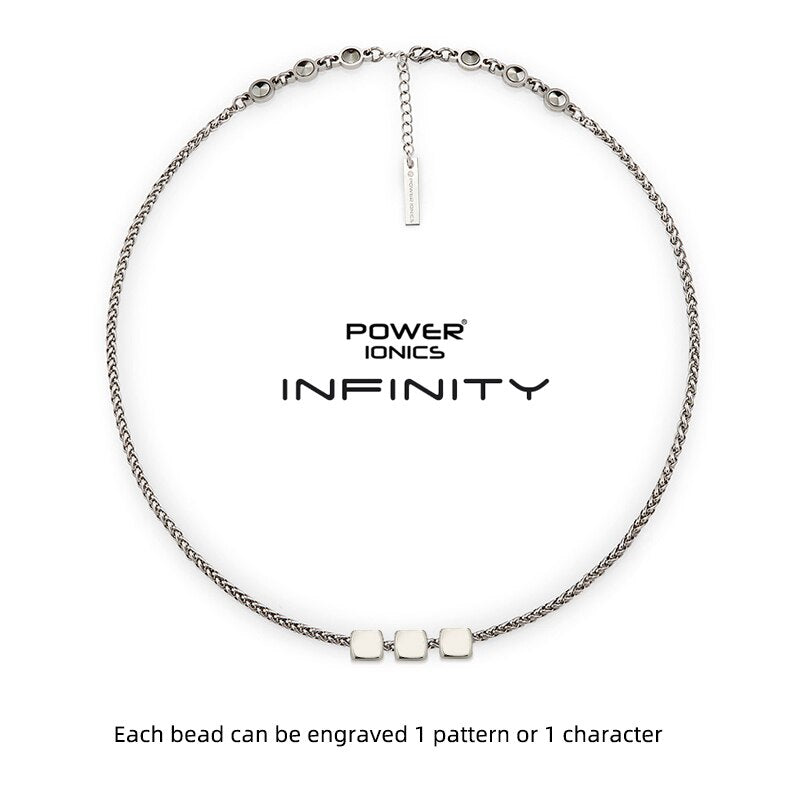 Power Ionics INFINITY Series New Trendy Fashion Jewelry Women Germanium 3mm Chain Necklace Free Engraved Gifts