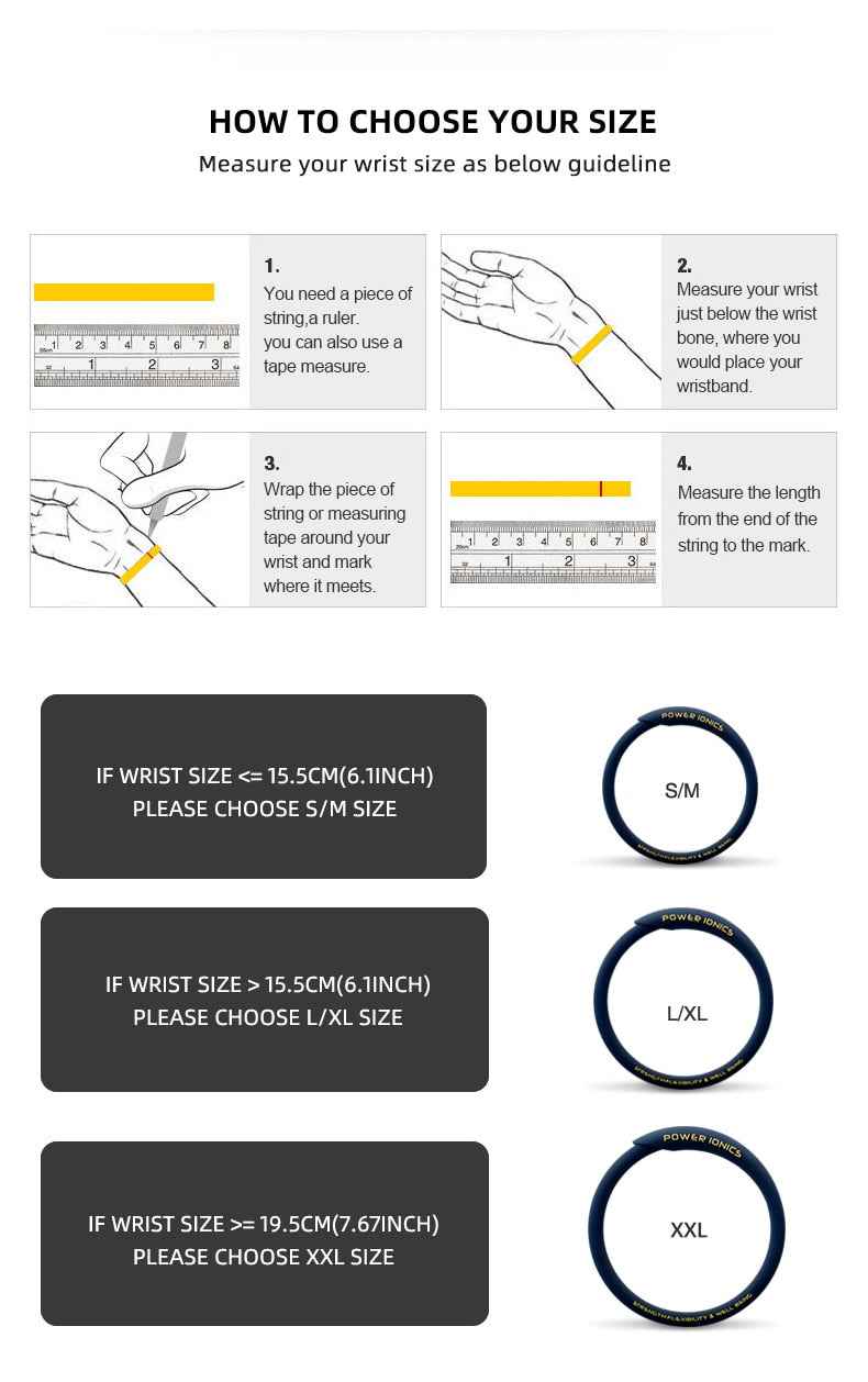 New Power Ionics Sports Bracelets for Men and Women - Waterproof 2000Ions Energy Balance Wristband