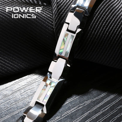 Power Ionics Magnetic Bracelet Men Luxury Natural Shell Never Scratch Tungsten Steel Bangle For Women Cross Jewelry Gifts