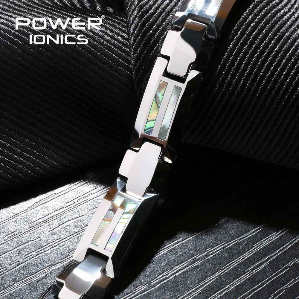 Power Ionics Magnetic Bracelet for Men Luxury Natural Shell Tungsten Steel Bangle Cross Jewelry Gifts