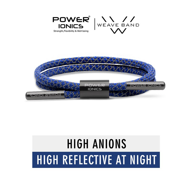 New Power Ionics Reflective Braided Rope Titanium Germanium Wristband Bracelet Balance Energy Body Free Engrave Gift