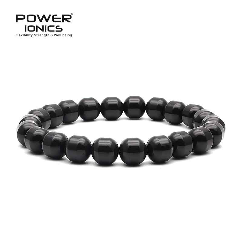 Power Ionics Tourmaline Beads Bracelet for Men and Women - Healthy Stretch Wristband for Energy Balance - Perfect Christmas Gift for Family and Lovers
