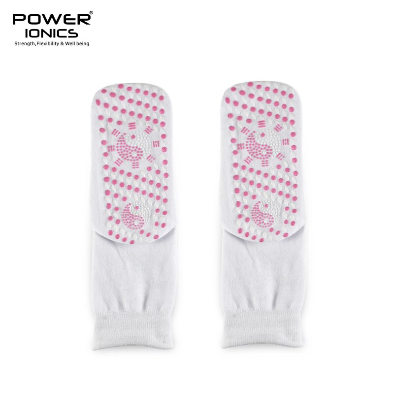 Power Ionics 1pair Tourmaline Far Infrared Rays Self-heat 100% Cotton Socks Foot Massage Improve Body Blood Circulation