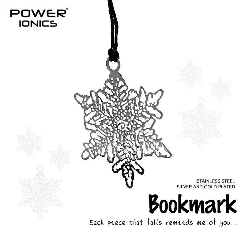 POWE IONICS Gold Silver Plated Bookmark Set - 6PCS 316 Stainless Steel Bookmarks with Snow Flake & Clover Leaf Pendant - Perfect Gifts for Friends & Students