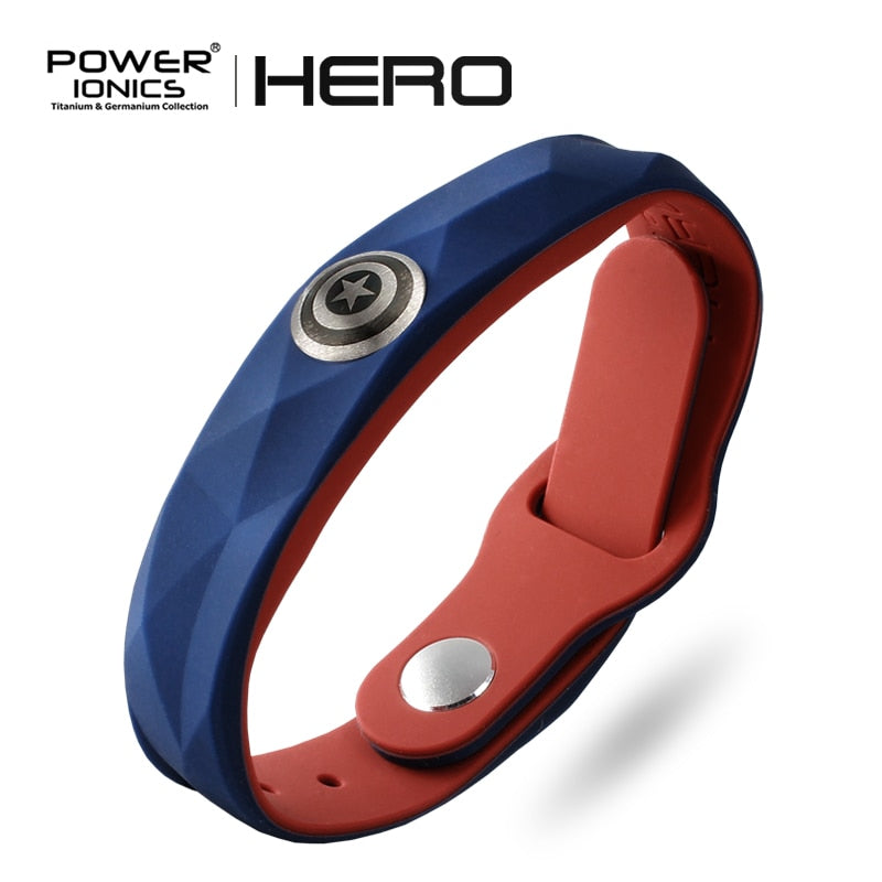 Power Ionics New Hero 3000 ions Sports Titanium Fashion Waterproof Bracelet Wristband Balance Human Body Free Engrave Jewelry