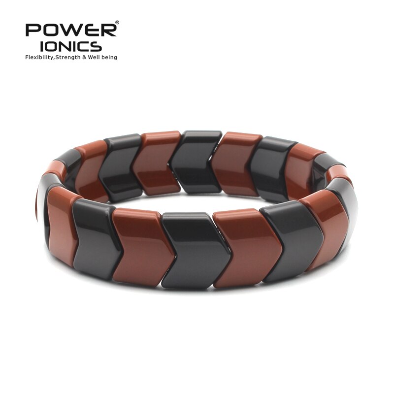 Power Ionics Unisex Tourmaline Arrow Beads Stretch Natural Healthy Bracelet Wristband Balance Energy Family Lover Gifts With Box