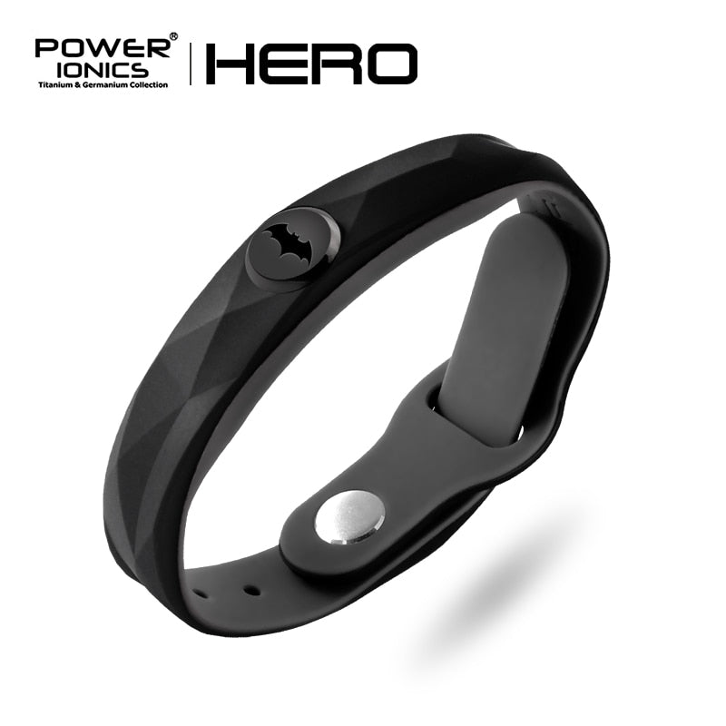 Power Ionics New Hero 3000 ions Sports Titanium Fashion Waterproof Bracelet Wristband Balance Human Body Free Engrave Jewelry