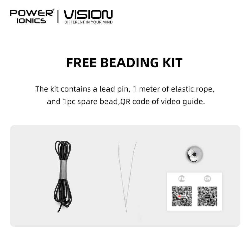 Power Ionics Bangle Bracelet - Unisex Fashion Black Silver Beads Elastic Bracelet