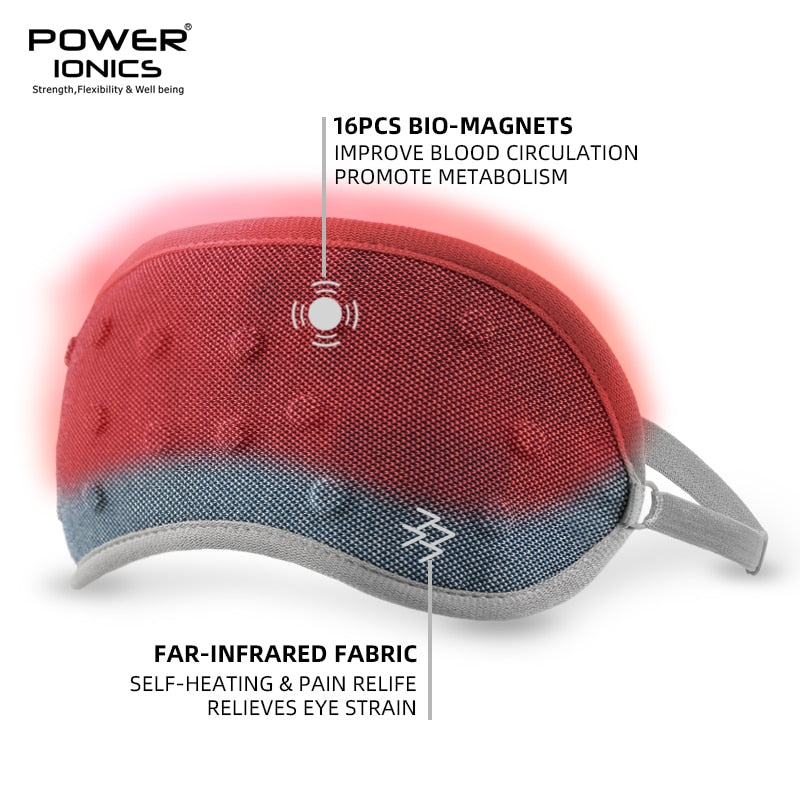 New Power Ionics Unisex Magnetic Massage Deep Sleep Eye Mask Shade Tourmaline Far Infrared Ray Self-Heat Patch Health Ear Care