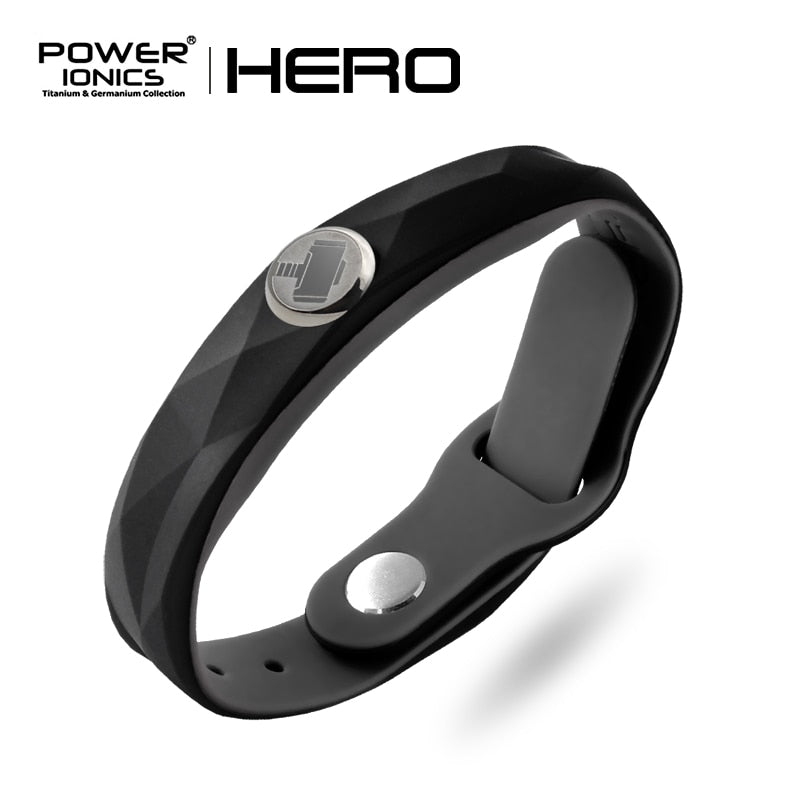 Power Ionics New Hero 3000 ions Sports Titanium Fashion Waterproof Bracelet Wristband Balance Human Body Free Engrave Jewelry