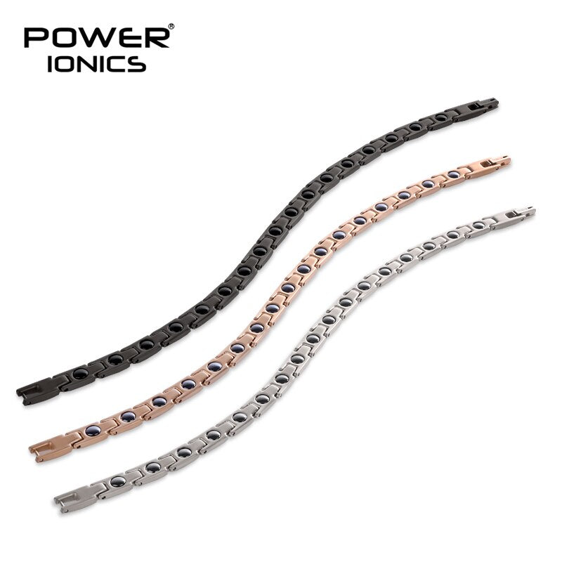 Power Ionics 100% Titanium Magnetic Therapy Slim Fashion Womens 6mm Bracelet Balance Body Lover Christmas Gifts Free Engrave