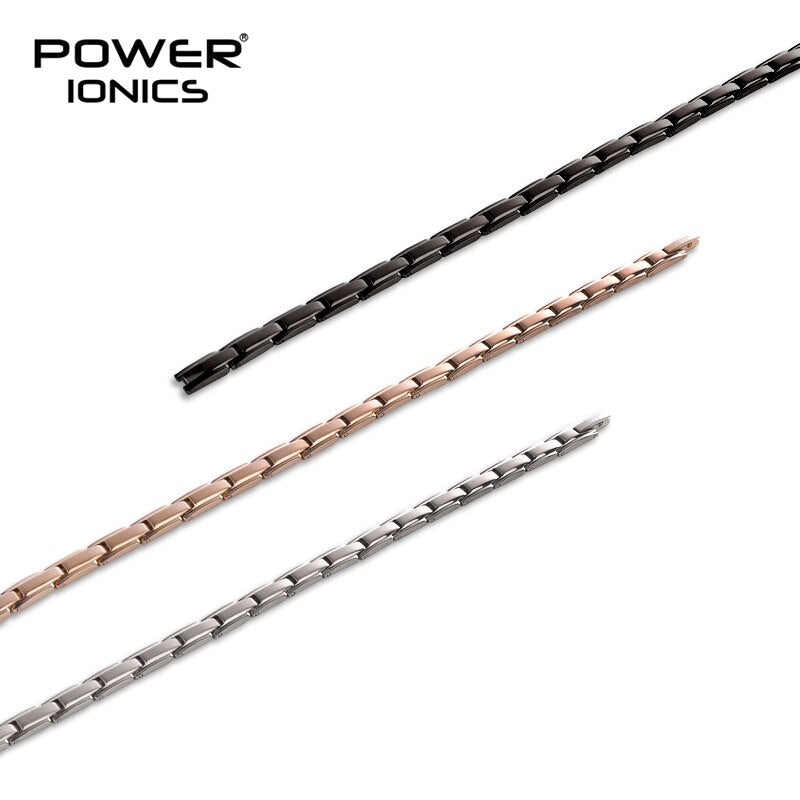 Power Ionics 100% Titanium Magnetic Therapy Slim Fashion Womens 6mm Bracelet Balance Body Lover Christmas Gifts Free Engrave