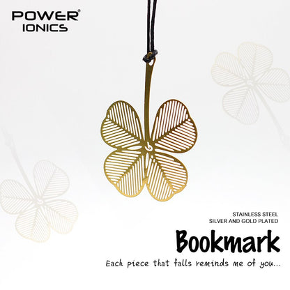 POWE IONICS 6PCS Gold Silver Plated 316 Stainless Steel Bookmark Snow Flake Clover Leaf Pendant Book Clip Friends Student Gifts