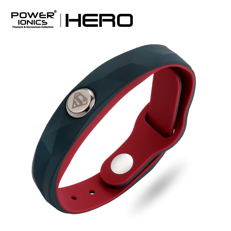 Power Ionics New Hero 3000 ions Sports Titanium Fashion Waterproof Bracelet Wristband Balance Human Body Free Engrave Jewelry