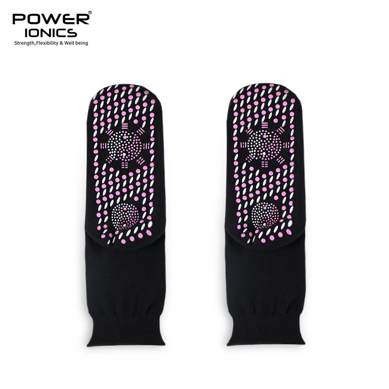 Power Ionics 1pair Tourmaline Far Infrared Rays Self-heat 100% Cotton Socks Foot Massage Improve Body Blood Circulation