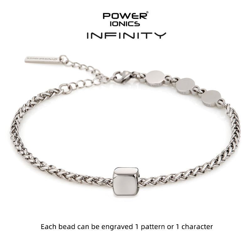 Power Ionics INFINITY Series New Trendy Fashion Jewelry Women Germanium 3mm Chain Bracelet Free Engraved Gifts