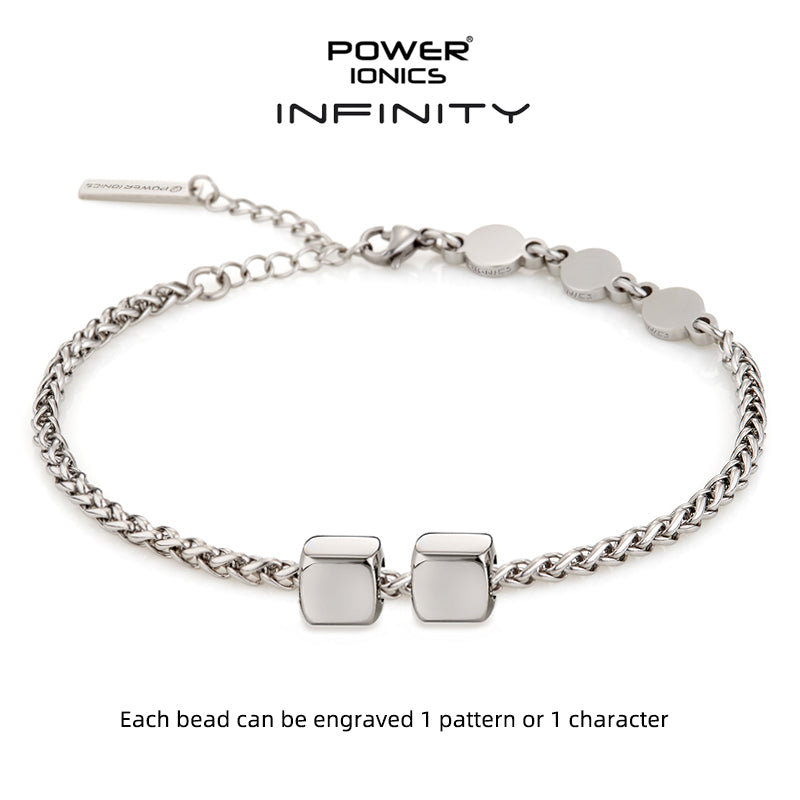 Power Ionics INFINITY Series New Trendy Fashion Jewelry Women Germanium 3mm Chain Bracelet Free Engraved Gifts