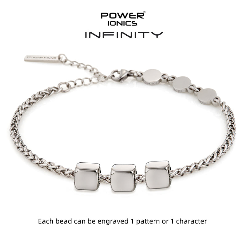 Power Ionics INFINITY Series New Trendy Fashion Jewelry Women Germanium 3mm Chain Bracelet Free Engraved Gifts