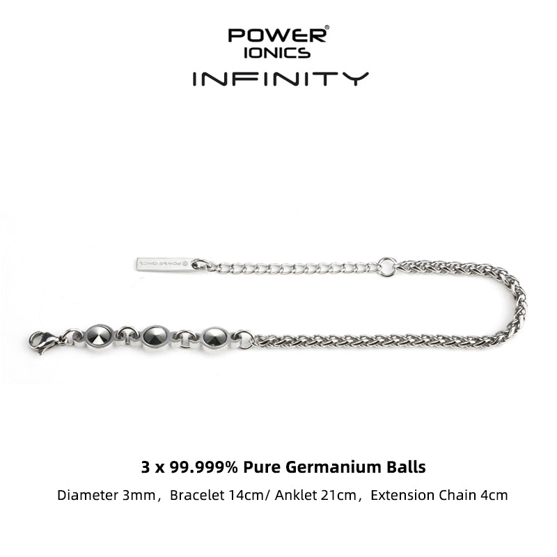 Power Ionics INFINITY Series New Trendy Fashion Jewelry Women Germanium 3mm Chain Bracelet Free Engraved Gifts