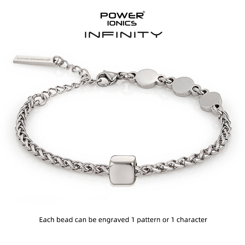 Power Ionics INFINITY Series New Trendy Fashion Jewelry Women Germanium 3mm Chain Bracelet Free Engraved Gifts