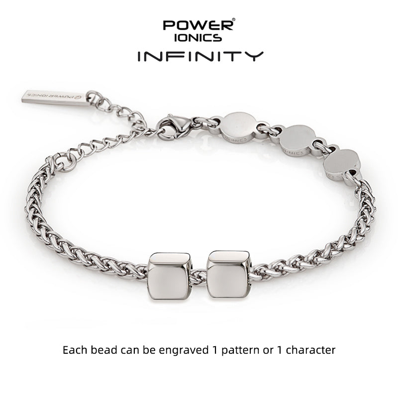 Power Ionics INFINITY Series New Trendy Fashion Jewelry Women Germanium 3mm Chain Bracelet Free Engraved Gifts