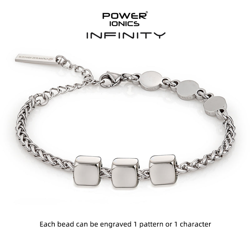 Power Ionics INFINITY Series New Trendy Fashion Jewelry Women Germanium 3mm Chain Bracelet Free Engraved Gifts