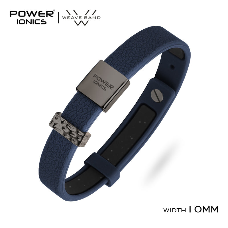 POWER IONICS New 18K RoseGold Waterproof Anions Leather Grain Bracelet Free Engrave