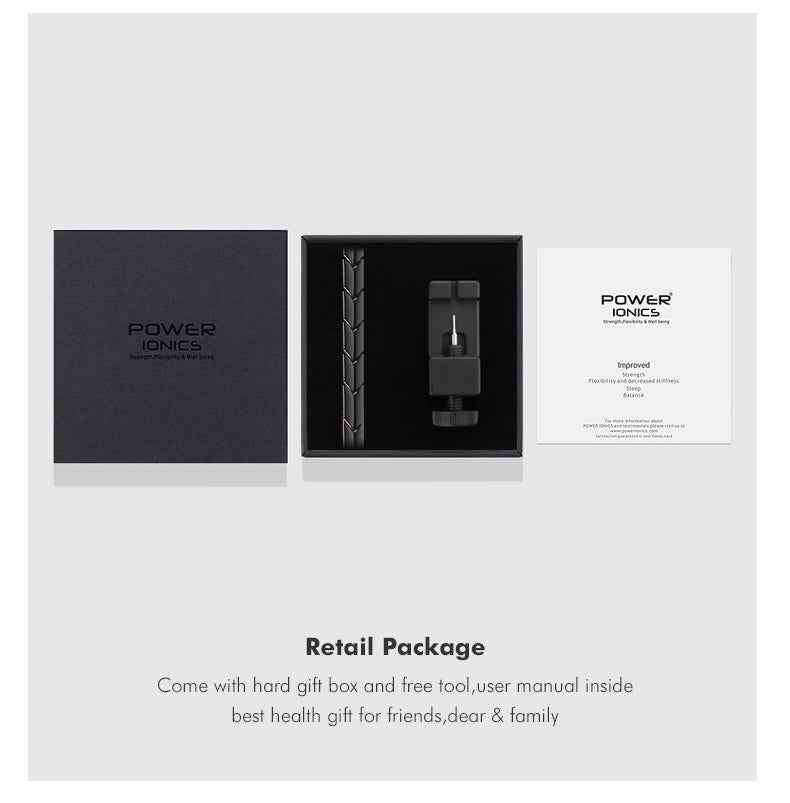 Power Ionics Titanium Health Bracelet - 100% Titanium Black Silver Arrow Style Fashion