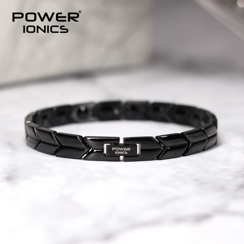 Power Ionics 100% Titanium Black Silver Arrow Style Fashion Health Bracelet