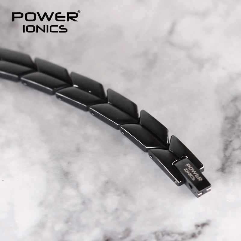 Power Ionics Titanium Health Bracelet - 100% Titanium Black Silver Arrow Style Fashion