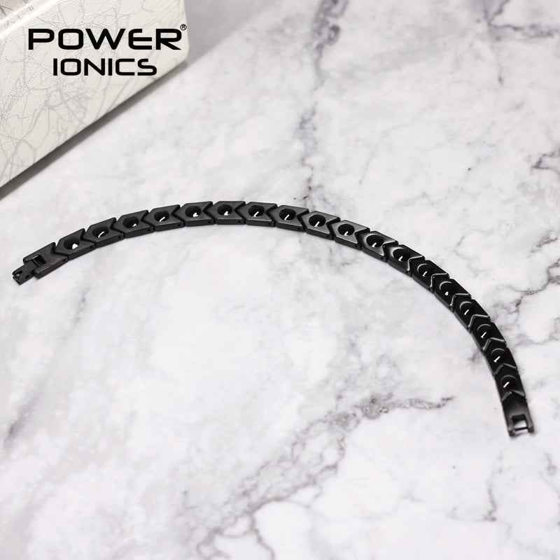 Power Ionics Titanium Health Bracelet - 100% Titanium Black Silver Arrow Style Fashion