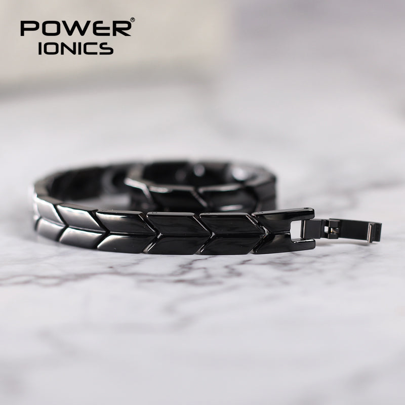 Power Ionics 100% Titanium Black Silver Arrow Style Fashion Health Bracelet