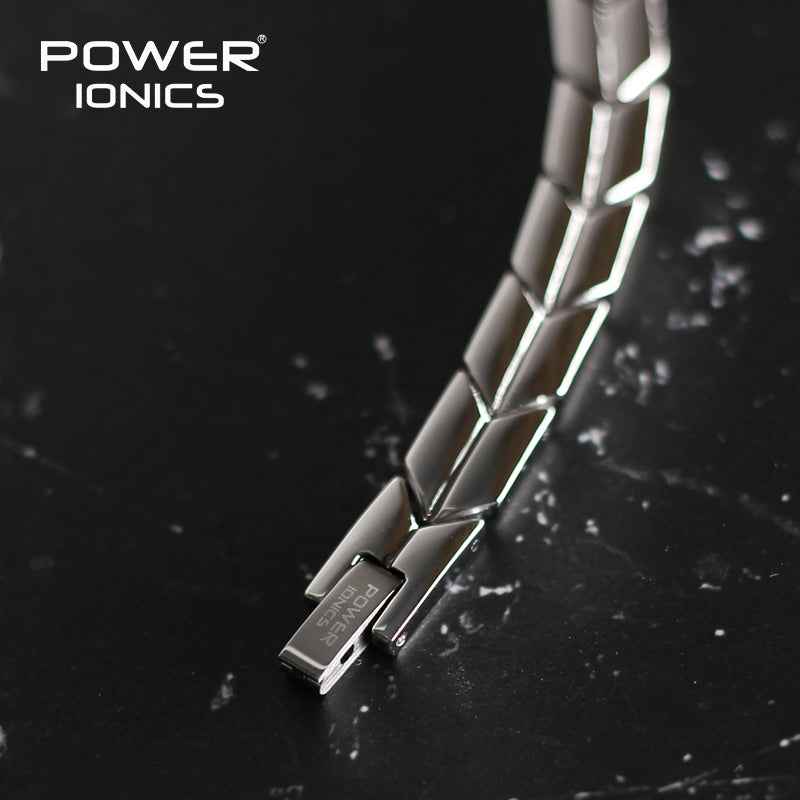 Power Ionics Titanium Health Bracelet - 100% Titanium Black Silver Arrow Style Fashion