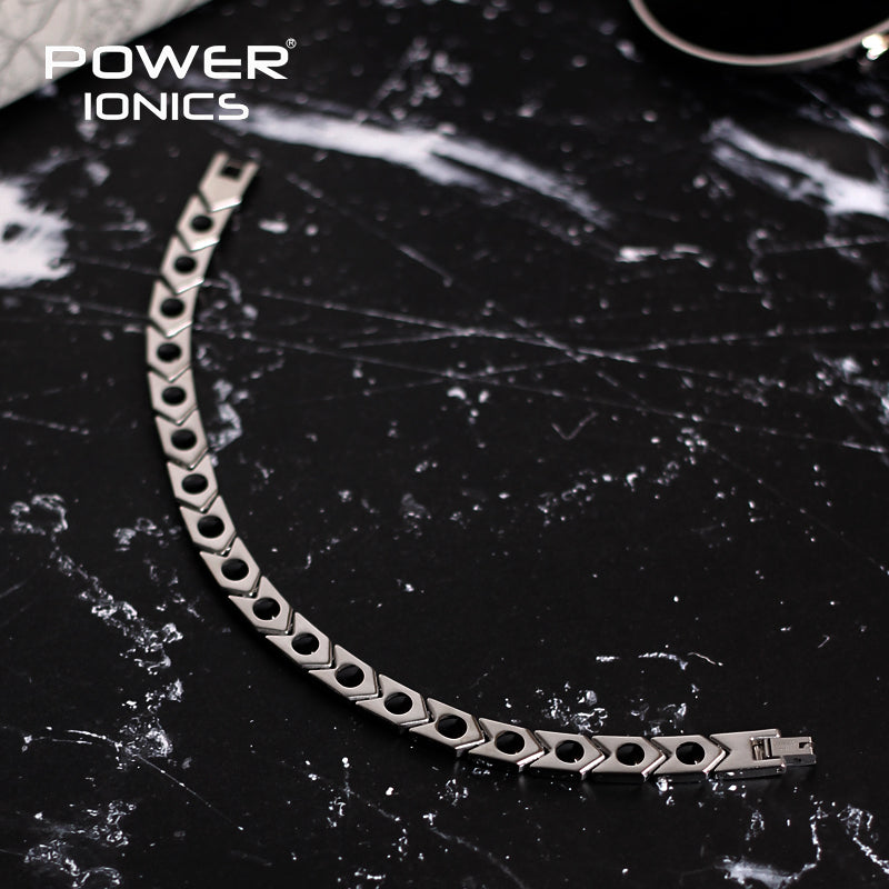 Power Ionics 100% Titanium Black Silver Arrow Style Fashion Health Bracelet