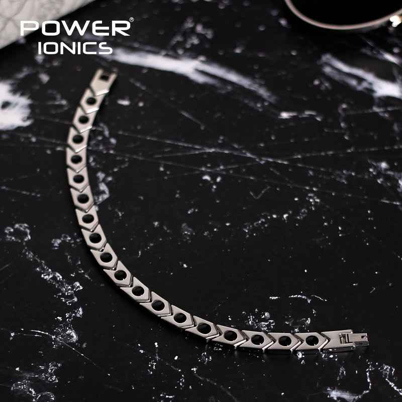 Power Ionics Titanium Health Bracelet - 100% Titanium Black Silver Arrow Style Fashion