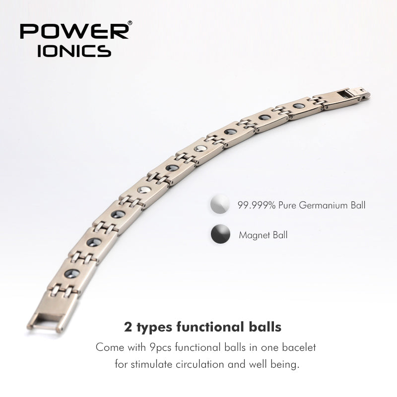 Power Ionics 100% Pure Titanium Golden Carbon Fiber Strong Magnet Germanium Bracelet